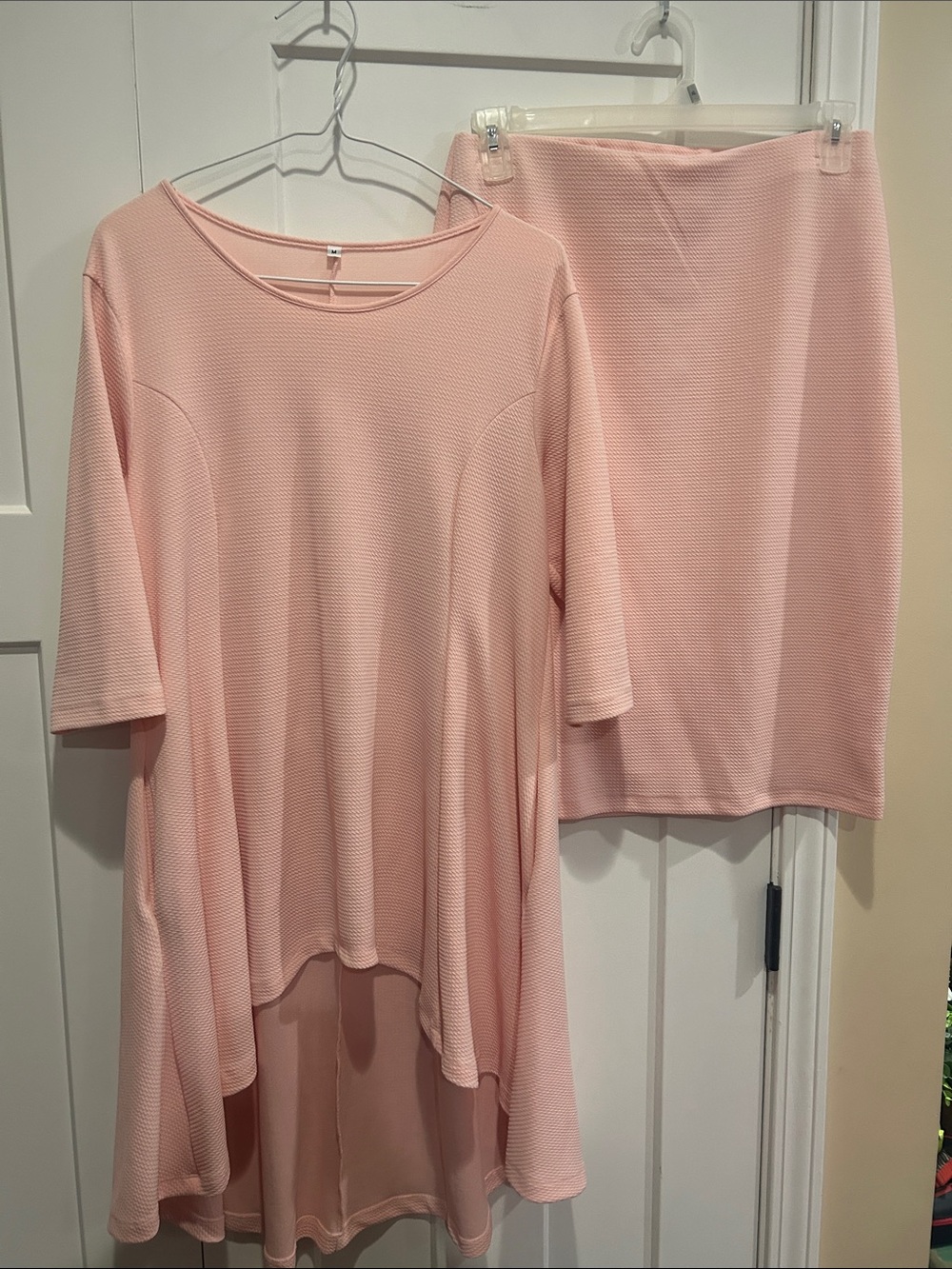 Women’s Pink High-Low Tunic Top and Skirt Set- Jade McKenzie